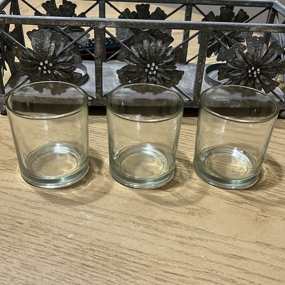 Candle Holder, Gray Metal with rhinestones - Picture 2 of 6